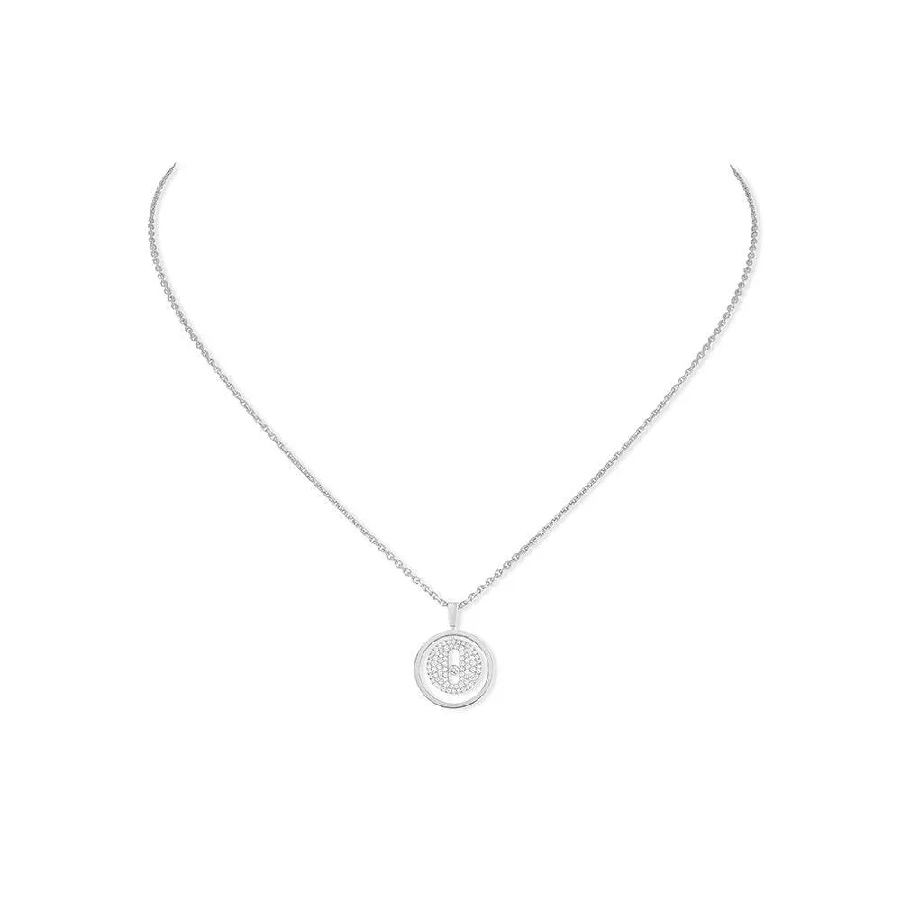 0.25ctw White Gold Pavé Diamond Medallion Pendant Necklace