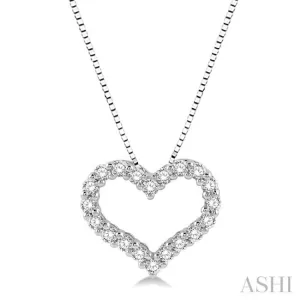 1/2 ctw Heart Shape Round Cut Diamond Pendant With Chain in 14K White Gold