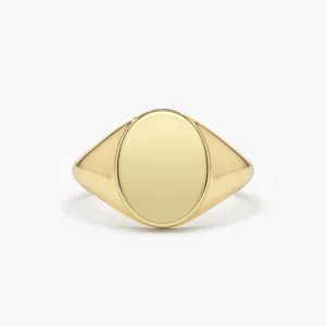 14K Gold Engravable Oval Signet Ring