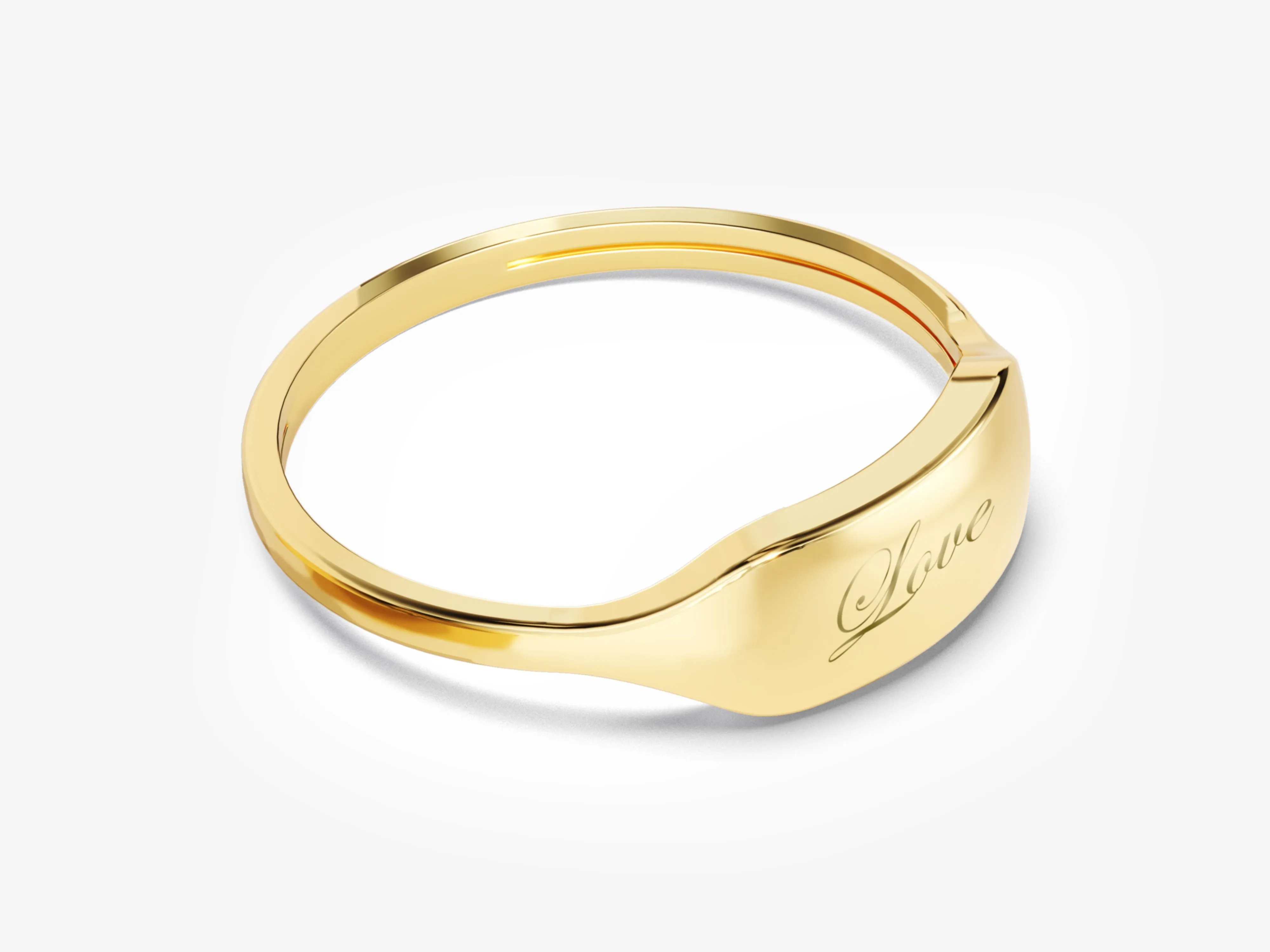 14k Solid Gold Dainty Personalized Signet Ring