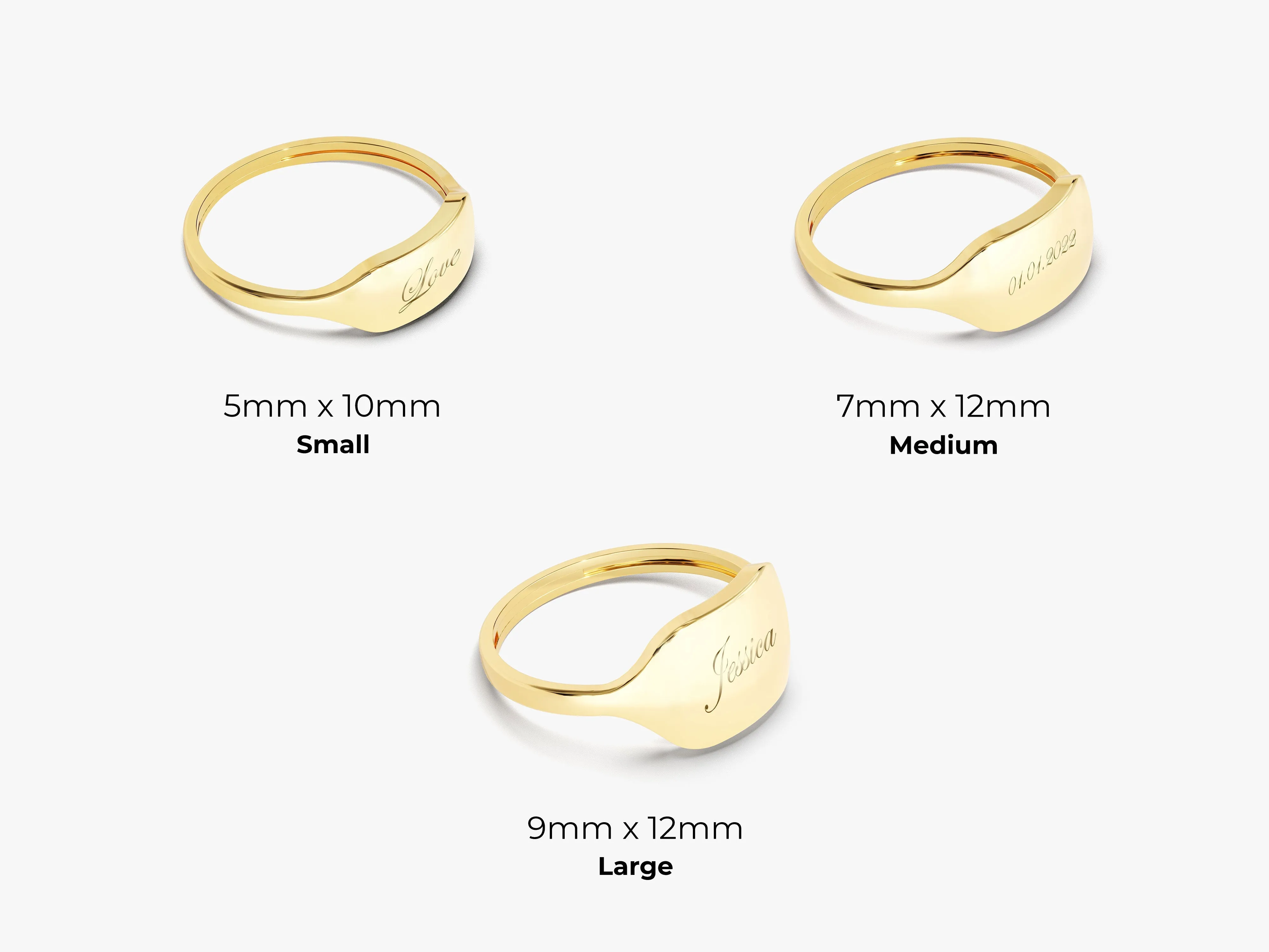 14k Solid Gold Dainty Personalized Signet Ring