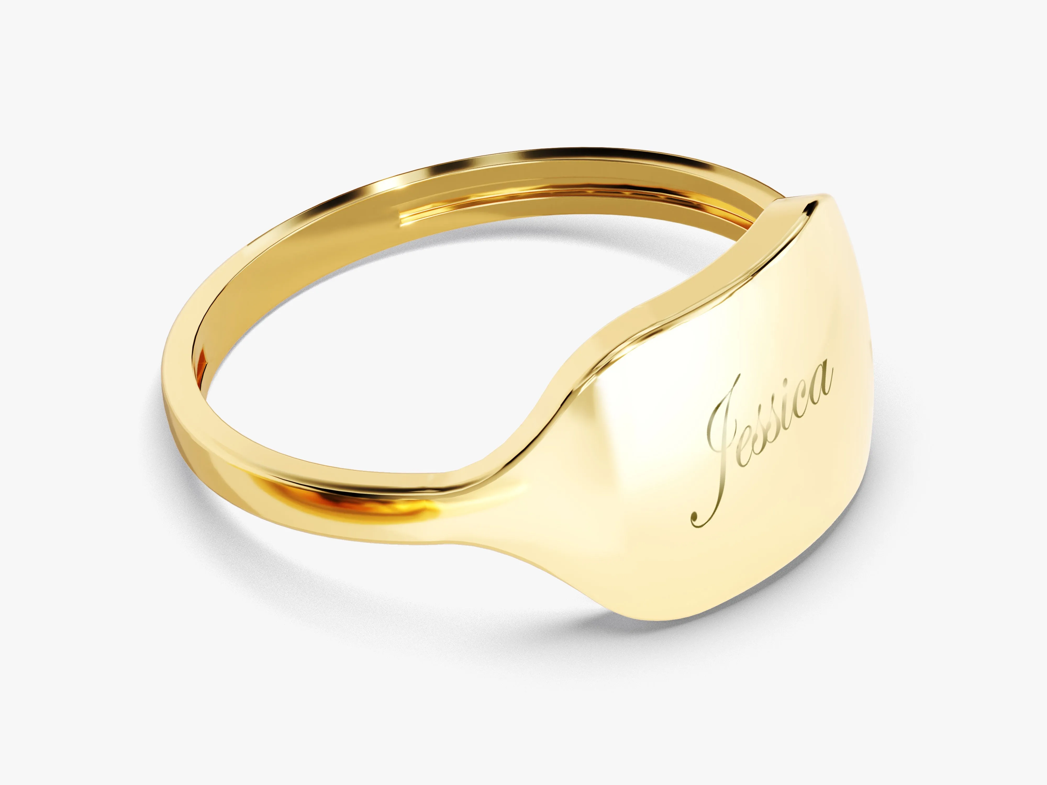 14k Solid Gold Dainty Personalized Signet Ring