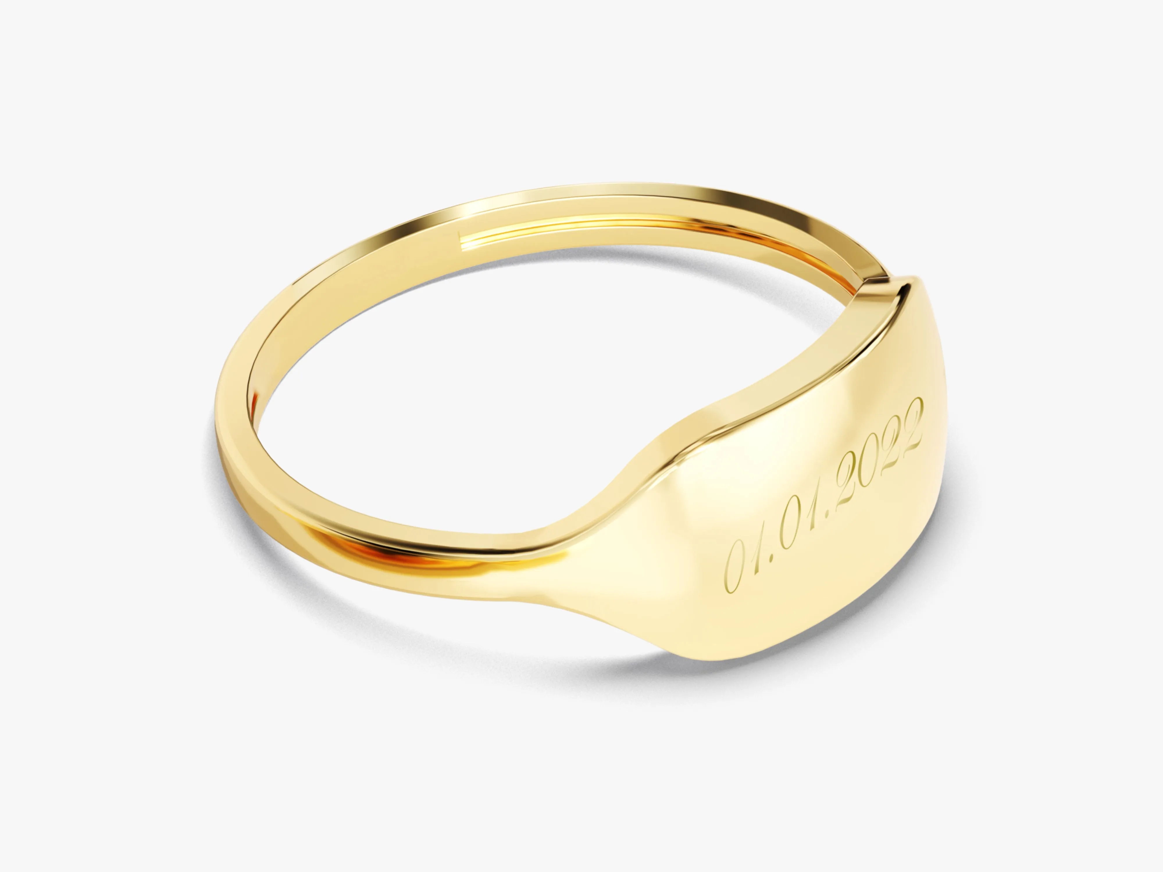 14k Solid Gold Dainty Personalized Signet Ring