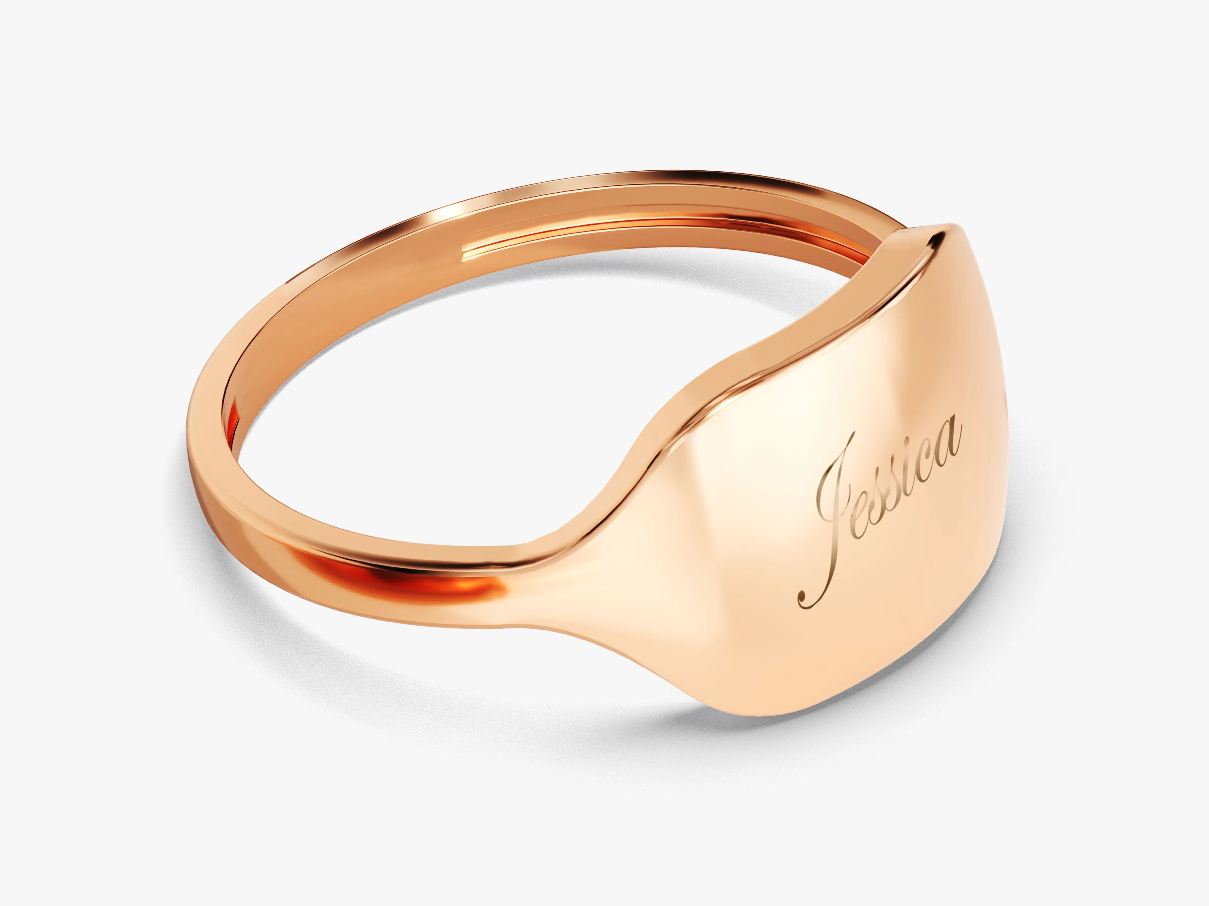 14k Solid Gold Dainty Personalized Signet Ring