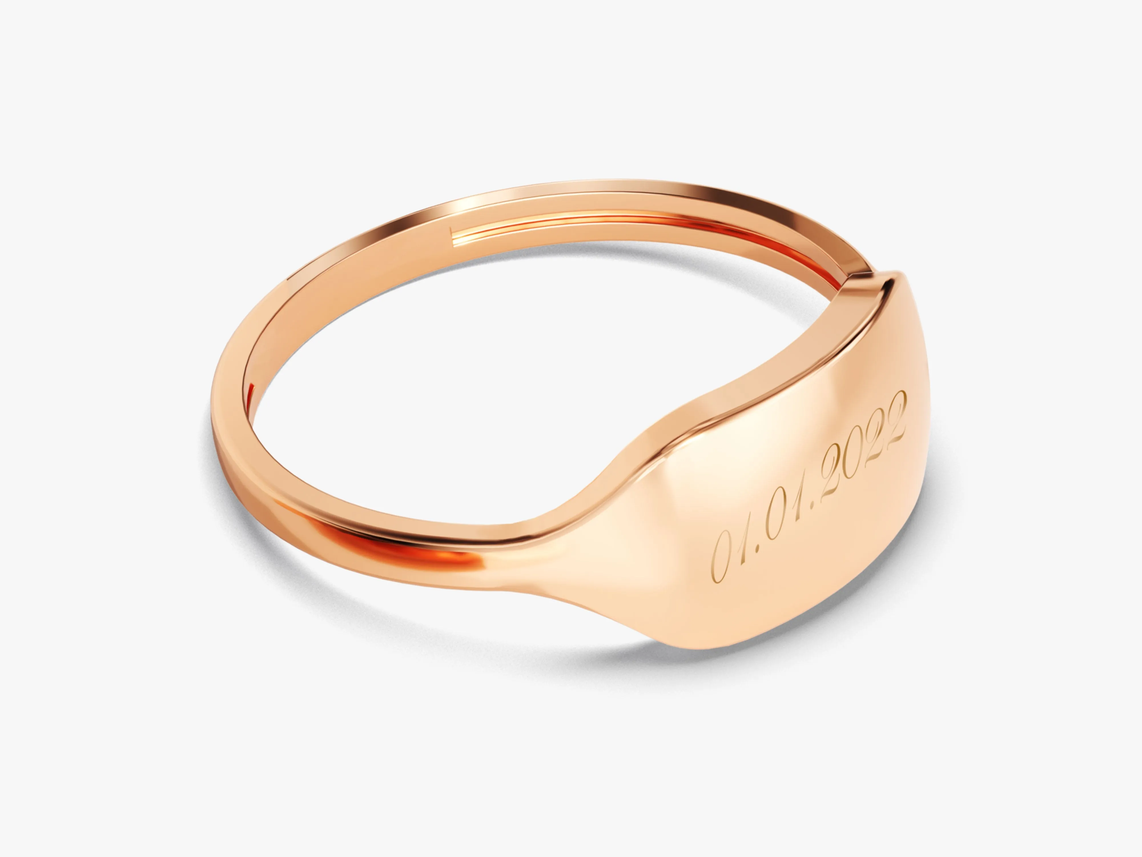 14k Solid Gold Dainty Personalized Signet Ring