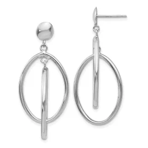 14k White Gold Polished Double Oval Post Earrings