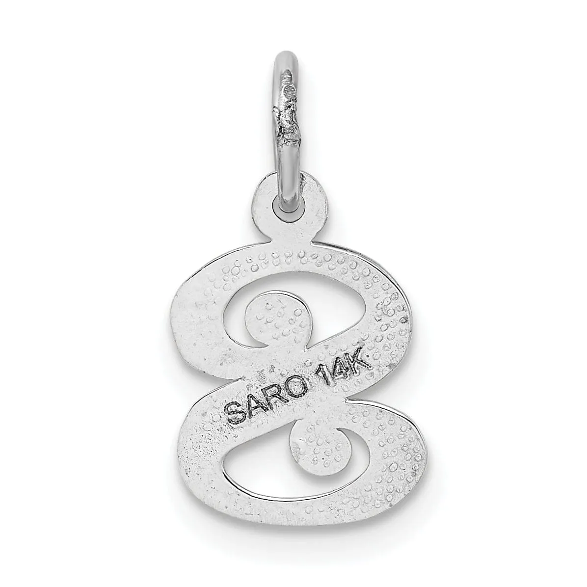 14k White Gold  Small Script Design Letter S Initial Charm Pendant