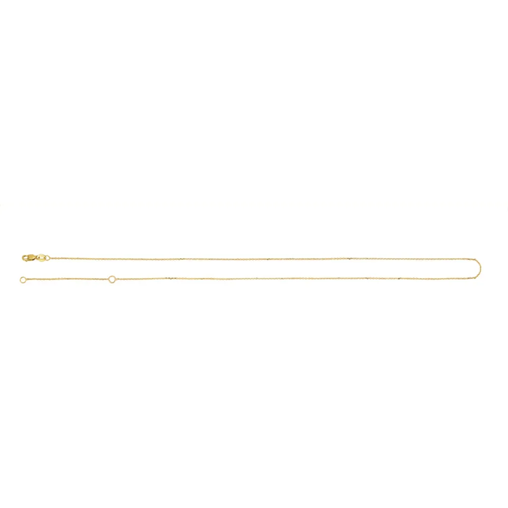 14K Yellow Gold 0.93mm Adjustable Cable Chain Necklace