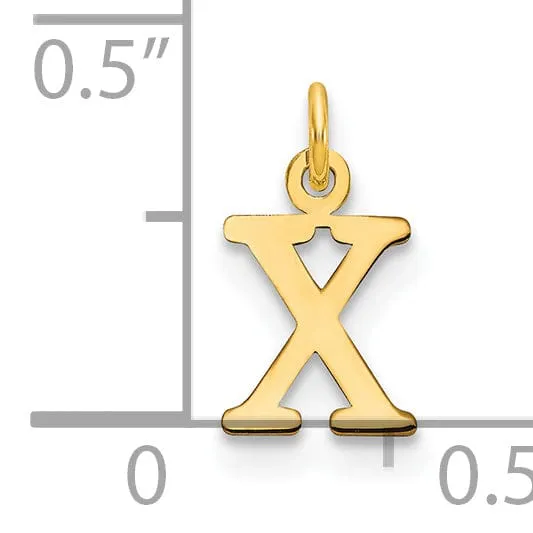 14k Yellow Gold Polished Finish Cut-Out Letter X Initial Design Charm Pendant