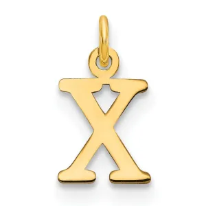 14k Yellow Gold Polished Finish Cut-Out Letter X Initial Design Charm Pendant