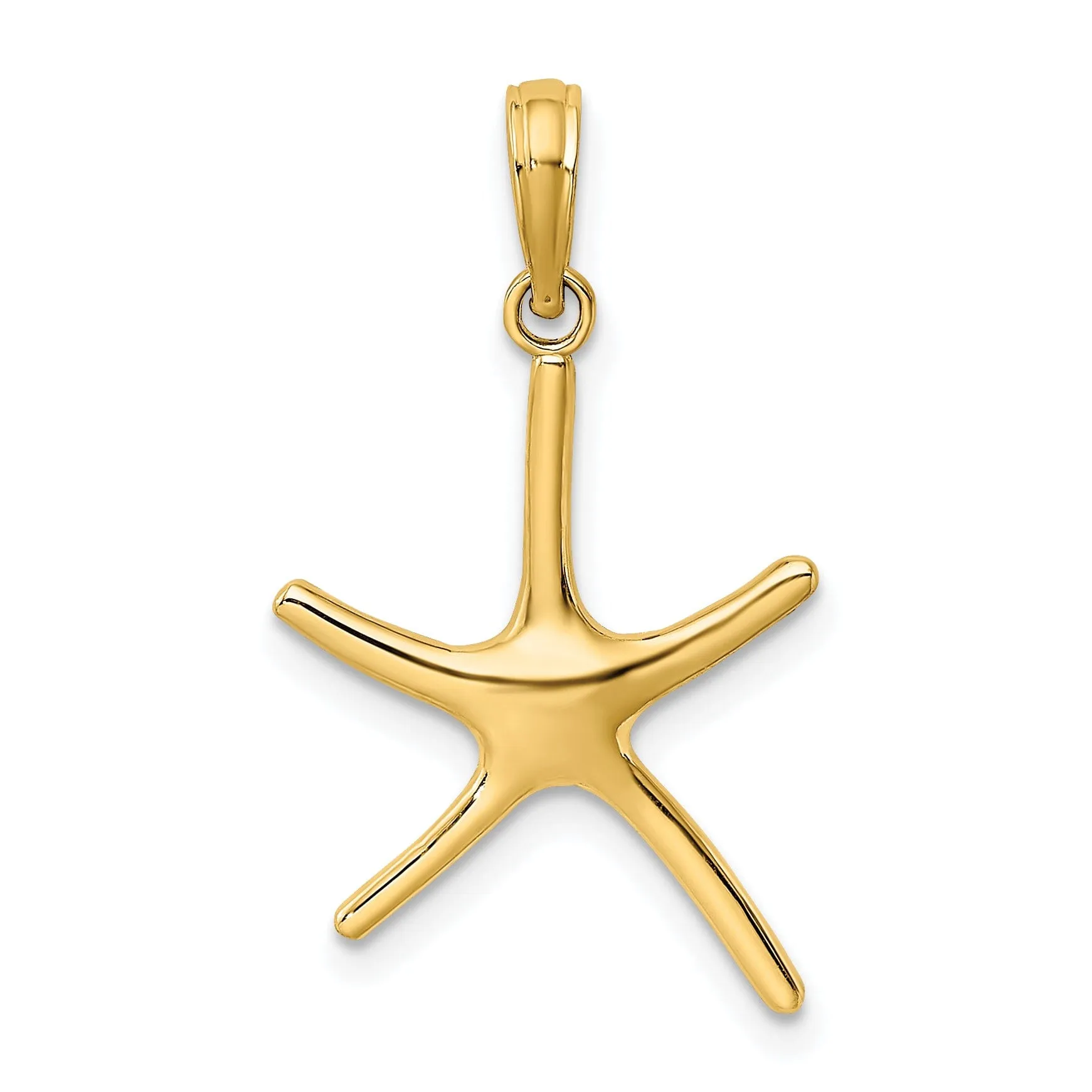 14K Yellow Gold Polished Finish Dancing Design Starfish Charm Pendant