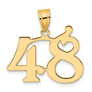 14k Yellow Gold Polished Finish Number 48 Charm Pendant