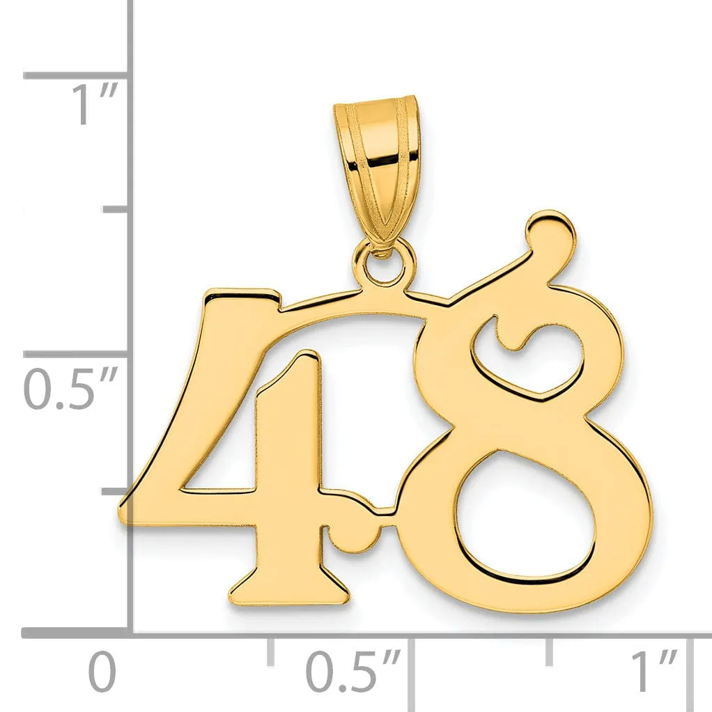 14k Yellow Gold Polished Finish Number 48 Charm Pendant