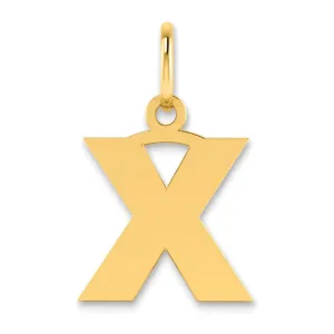 14k Yellow Gold  Small Size Letter X Initial Block Pendant