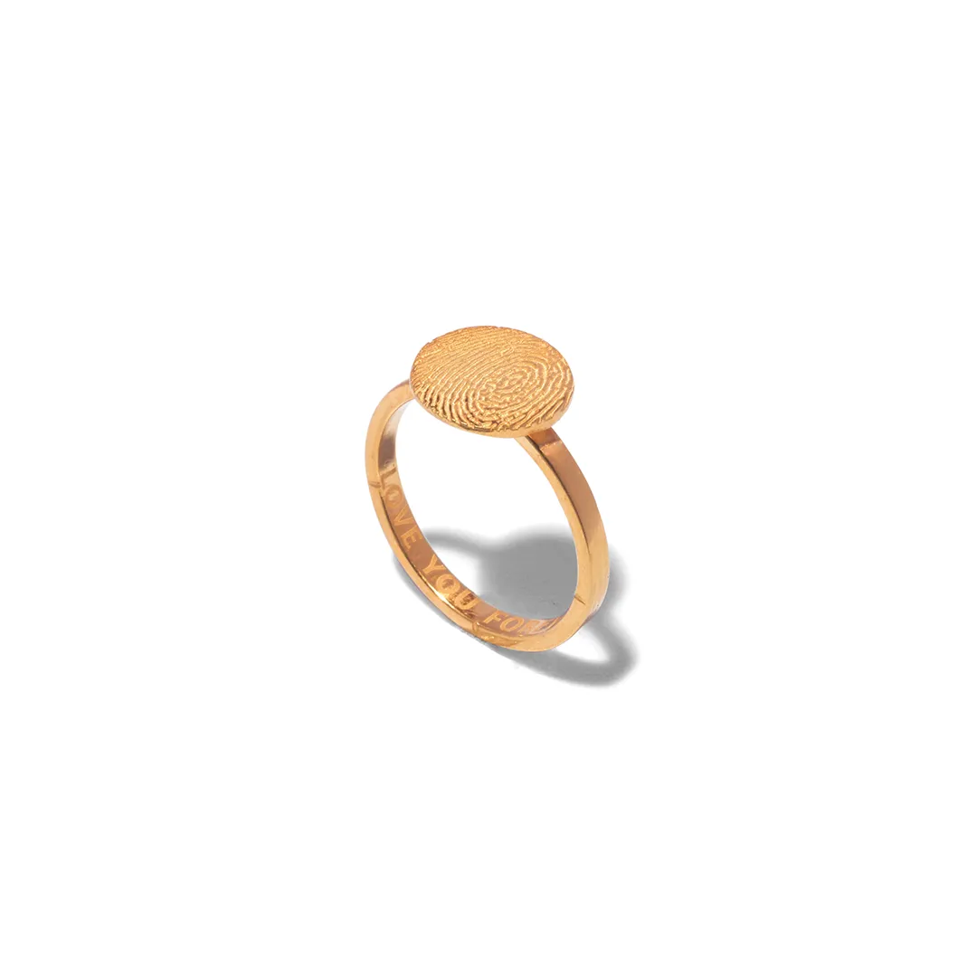 14kt Round Fingerprint Ring