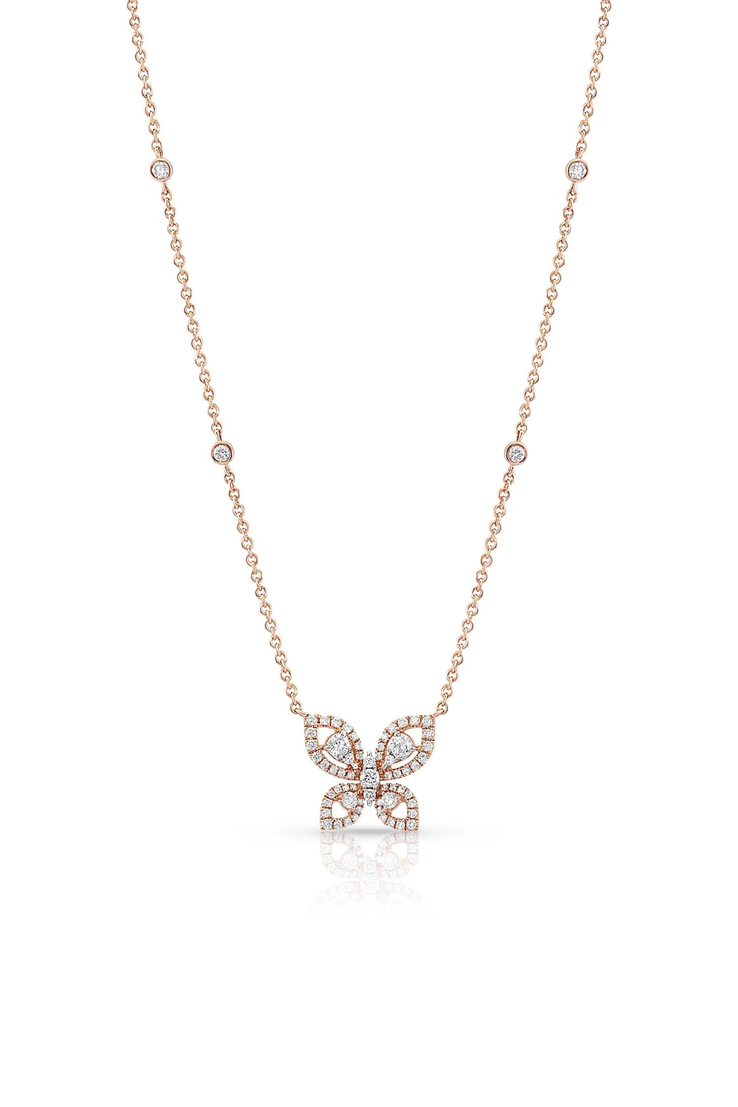 18 kt Rose Gold Diamond Butterfly Necklace