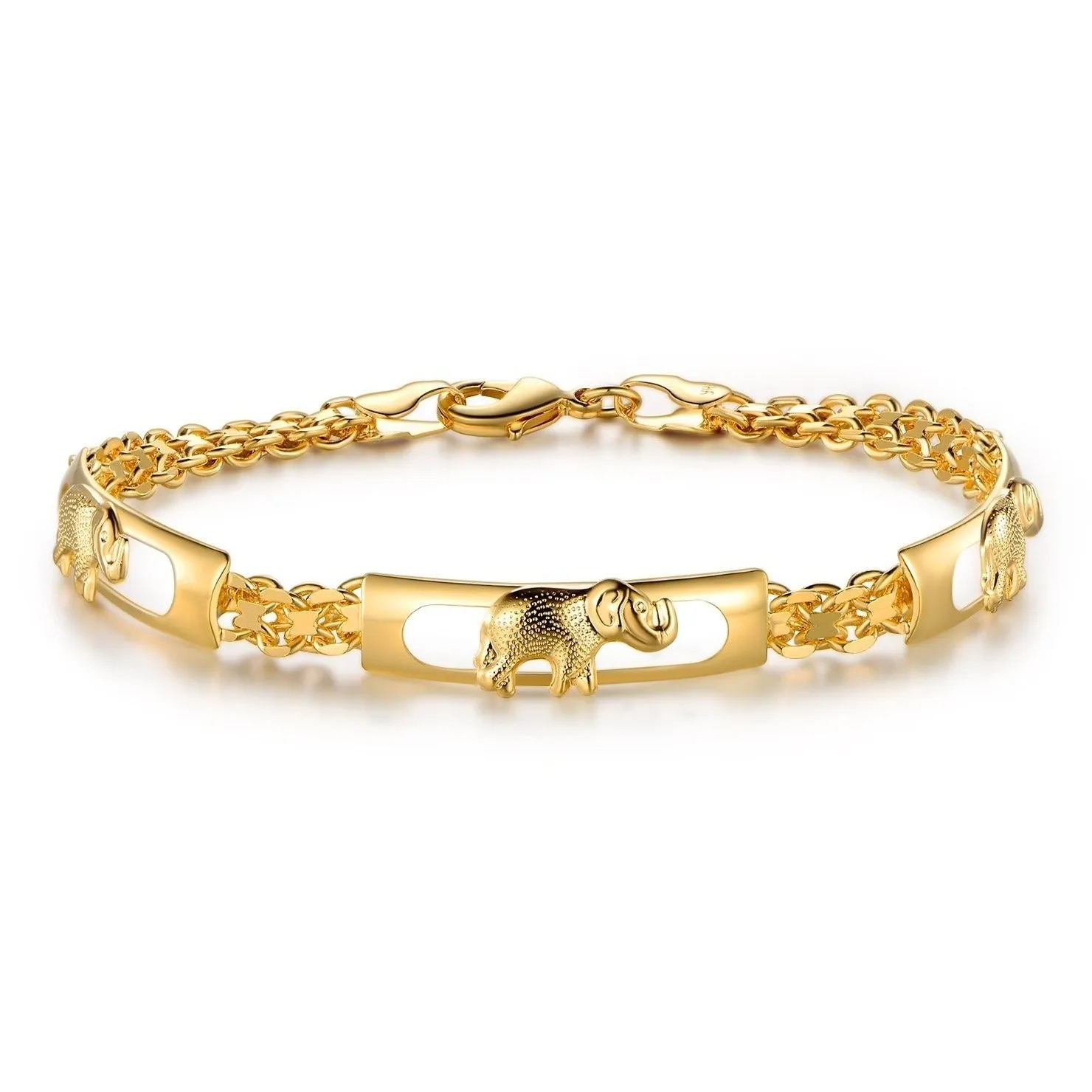 18k Gold Plated Lucky Elephant Parade Bracelet