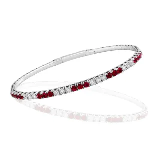 18K White Gold 1.94ctw Ruby & Diamond Bangle Bracelet