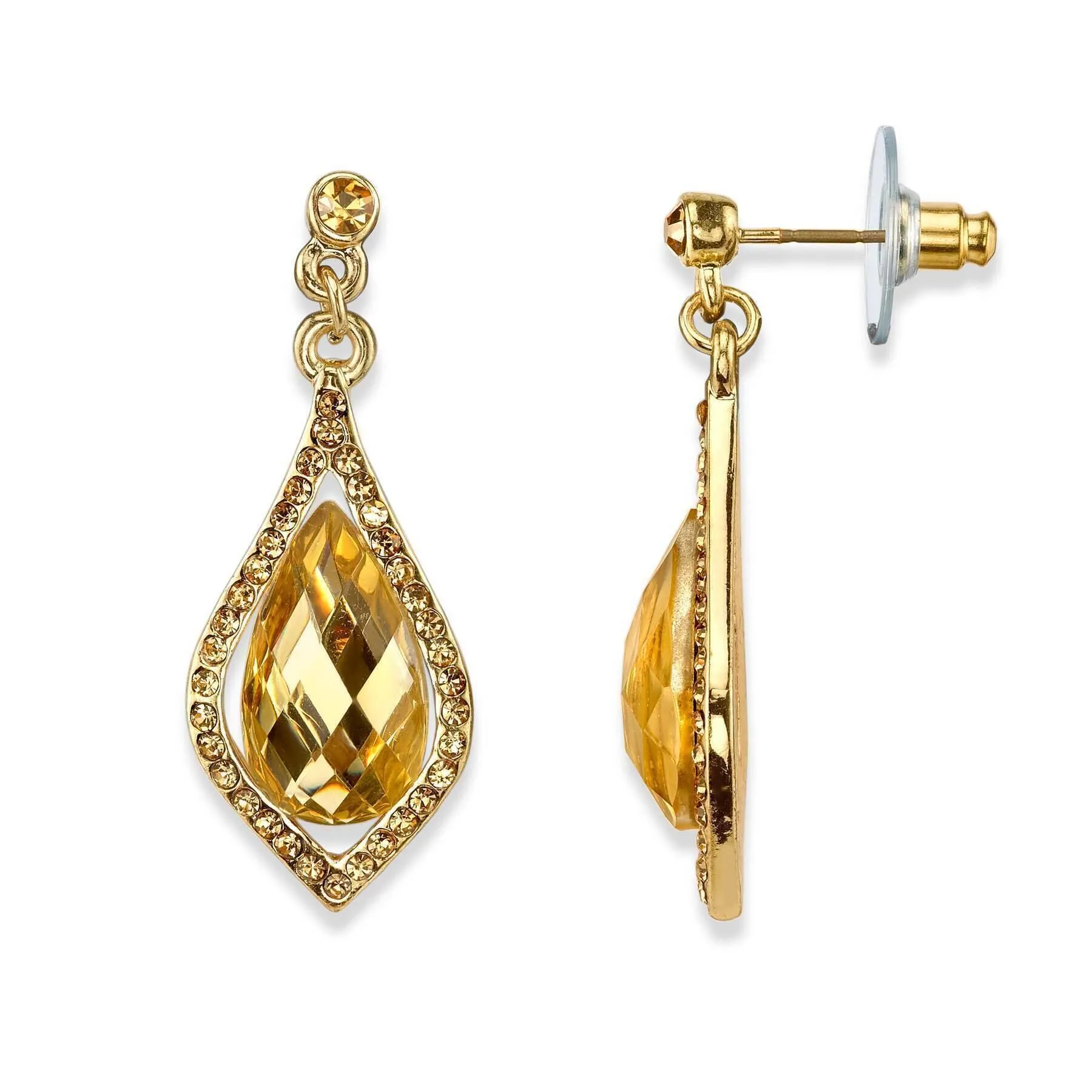 1928 Jewelry Caged Light Topaz Briolette Multi Crystal Drop Earrings