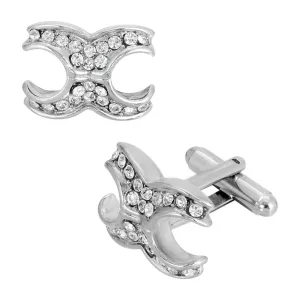 1928 Jewelry X-Shaped Multi Crystal Cufflinks