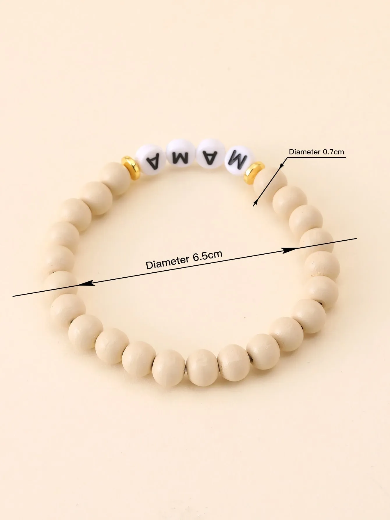 1pc Letter Mama Detail Wooden Beaded Bracelet Gift For Mom