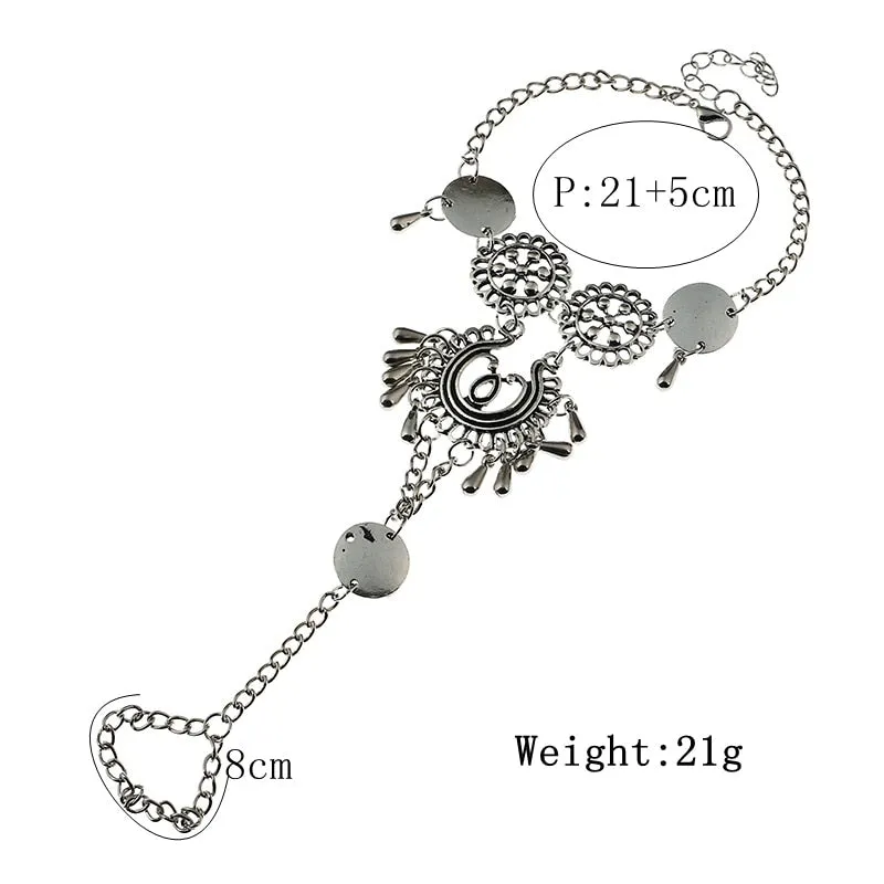 1pc Silver Boho Barefoot Sandal