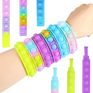 1Pcs Pop Fidget Toy Fidget Bracelet, Wearable Push Poping Bubble Sensory Toys Stress Relief Finger Press Silicone Wristband for Kids