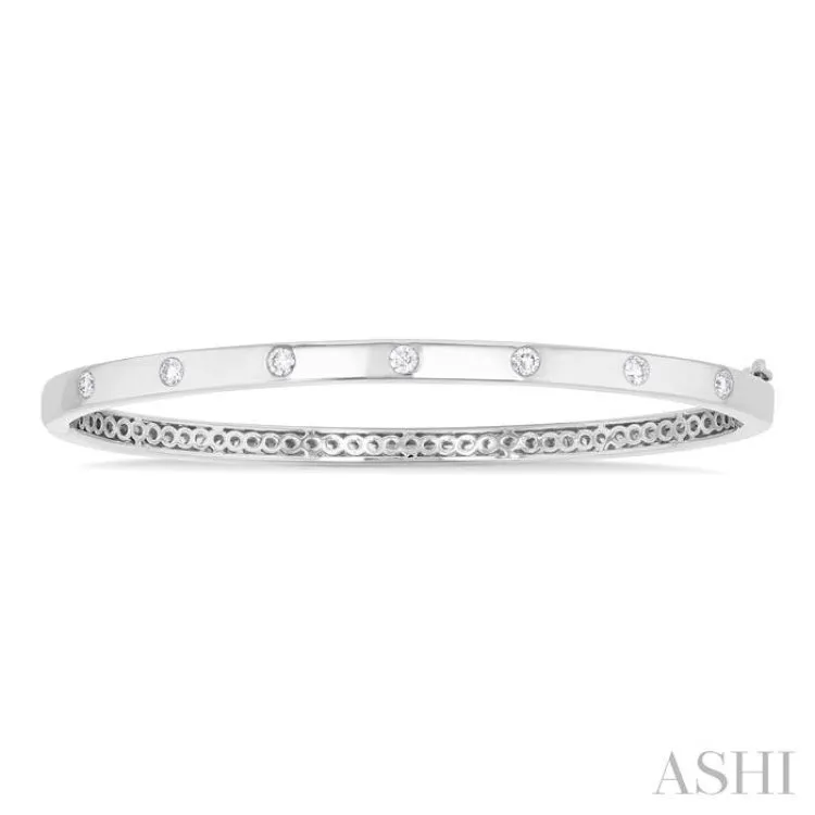 3/8 Ctw Flush Bezel Set Diamond Fashion Bangle in 14K White Gold