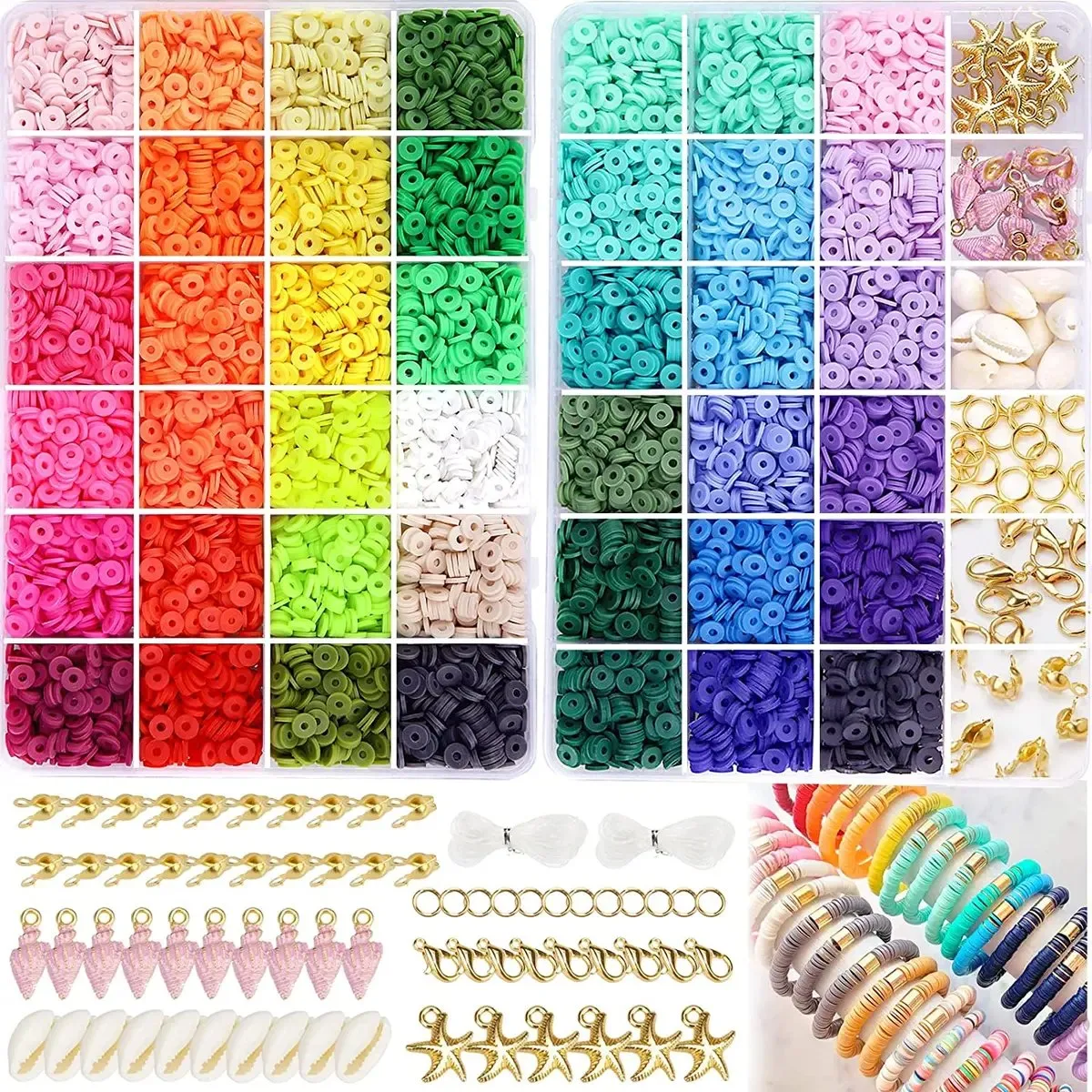 42 Colors 10500pcs Polymer Clay Heishi Disc Beads Kit Jewelry Making