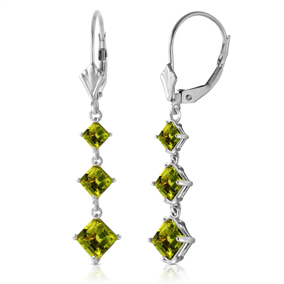 4.79 Carat 14K Solid White Gold Chandelier Earrings Peridot