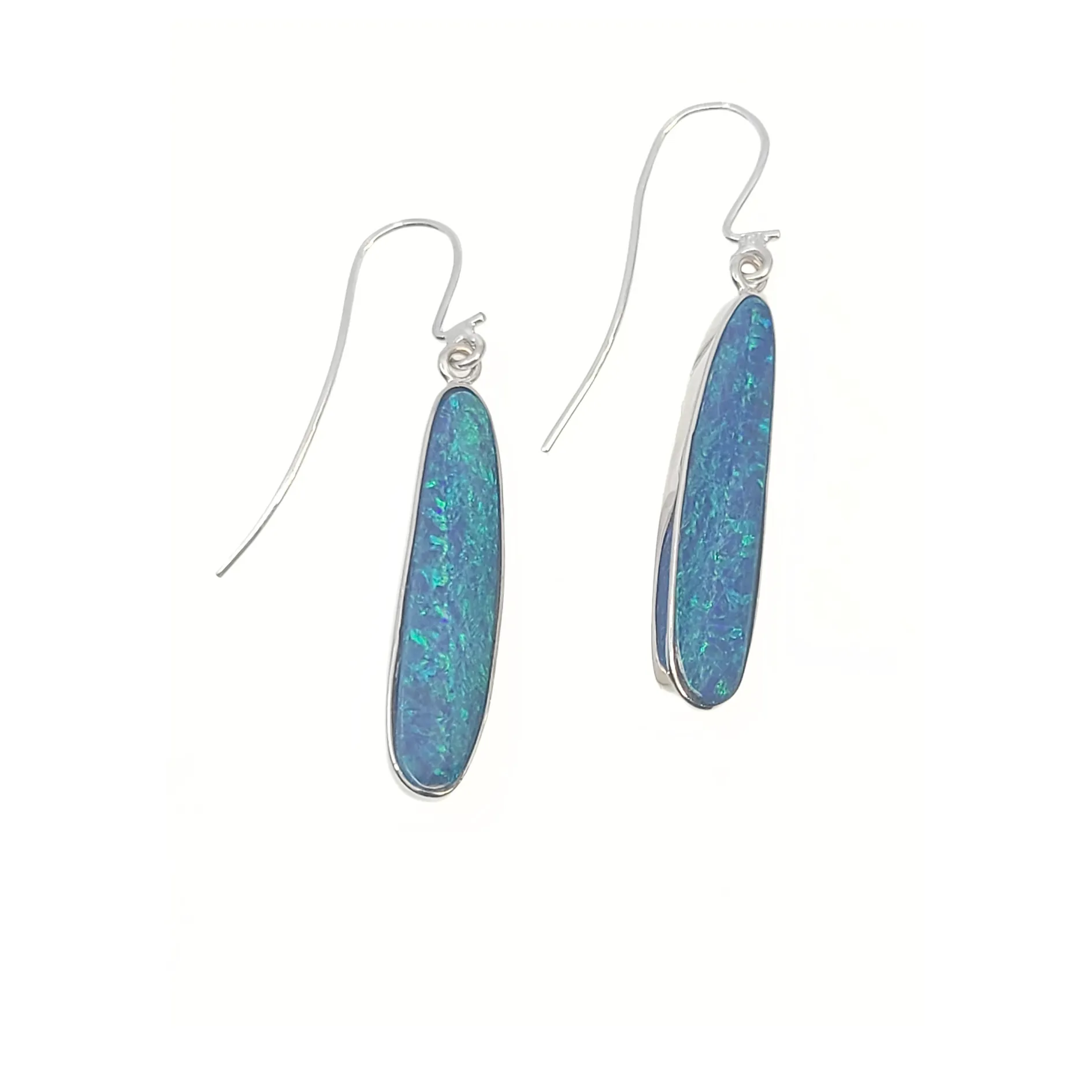 9K White Gold Opal Drop Earrings