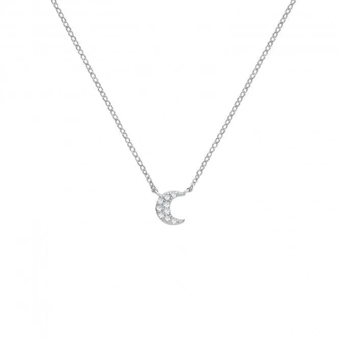 Acotis Silver Celestial Pendant Necklace with Zirconia Moon G3359