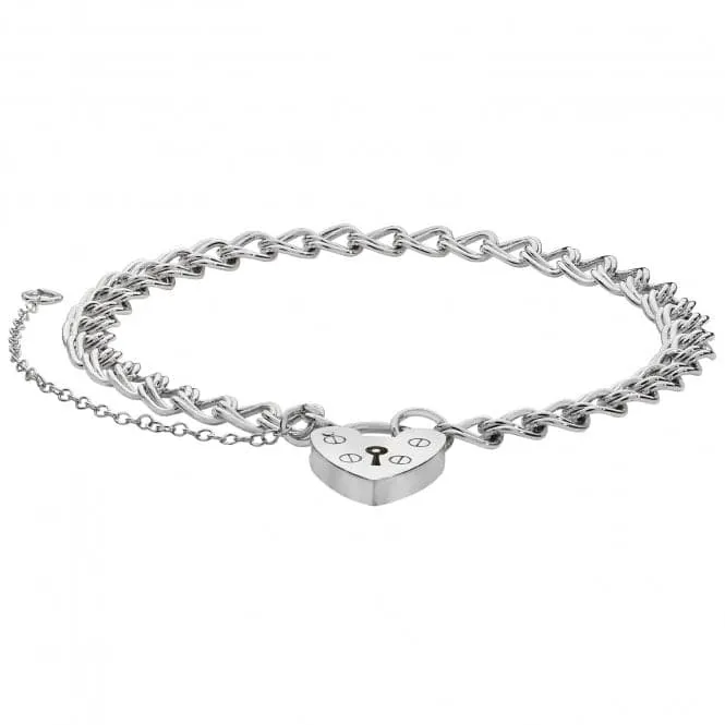 Acotis Silver Charm Bracelet With Heart Padlock G2088