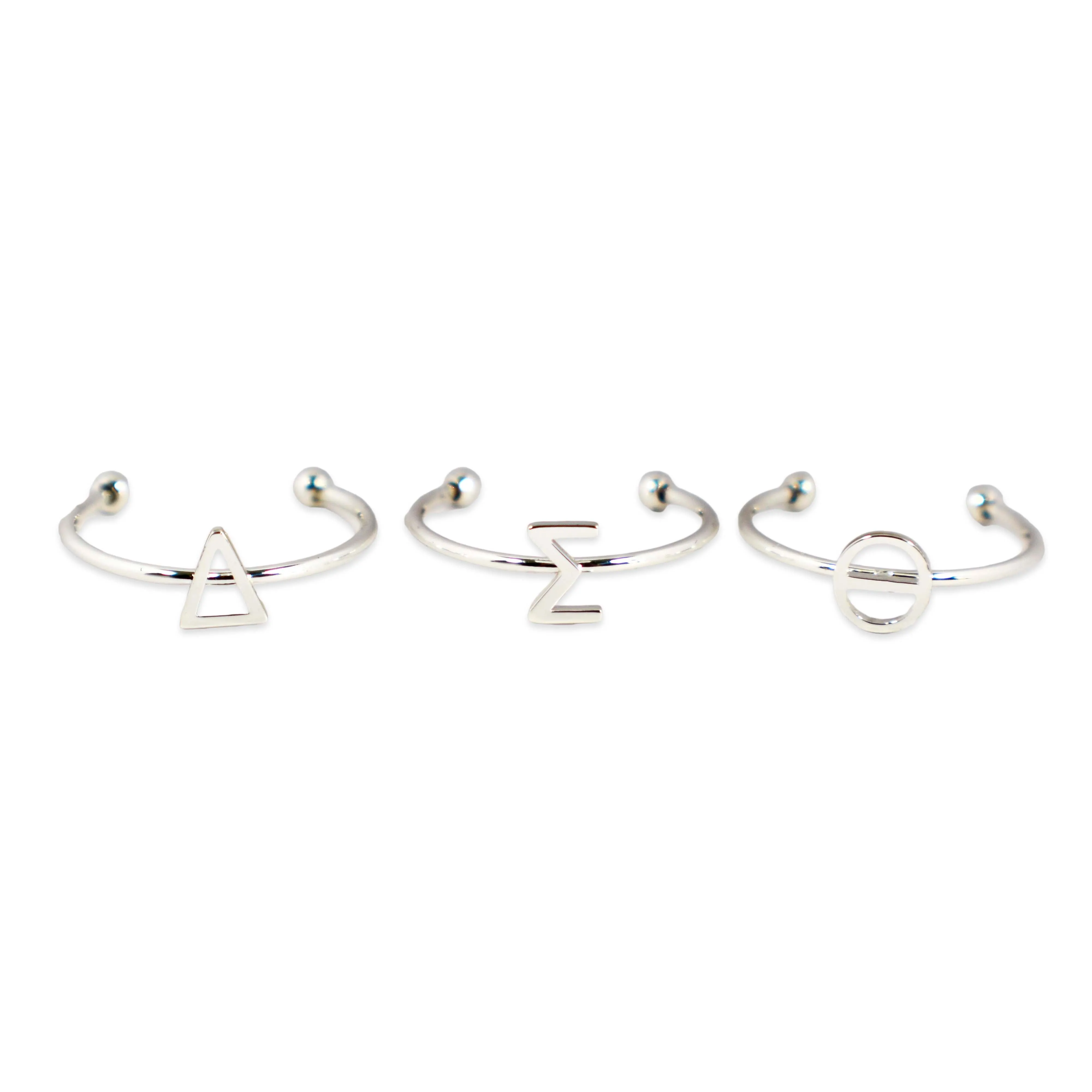 Alpha Omicron Pi Silver Stacking Ring Set