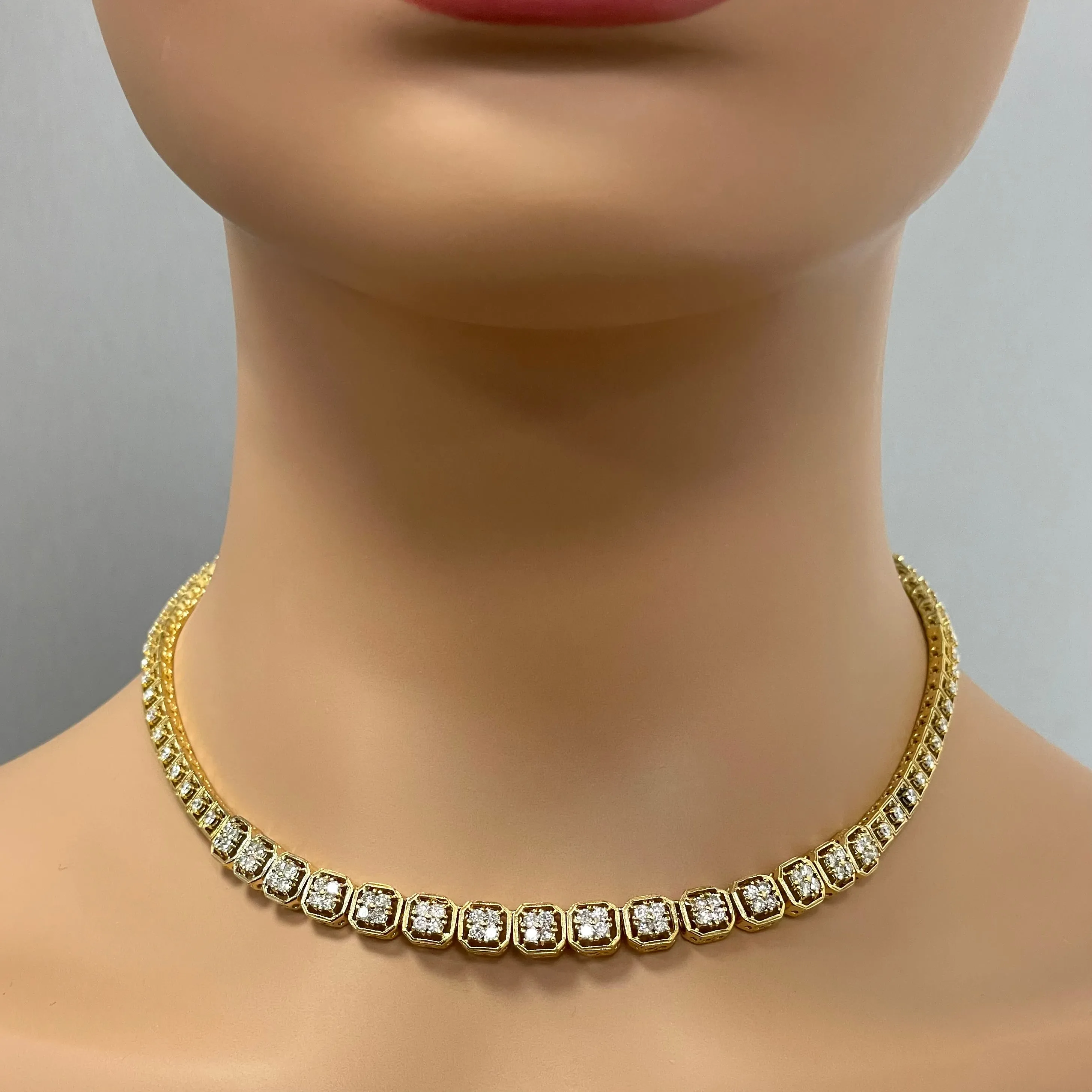 Beauvince Madeline Diamond Necklace (4.30 ct Diamonds) in Yellow Gold