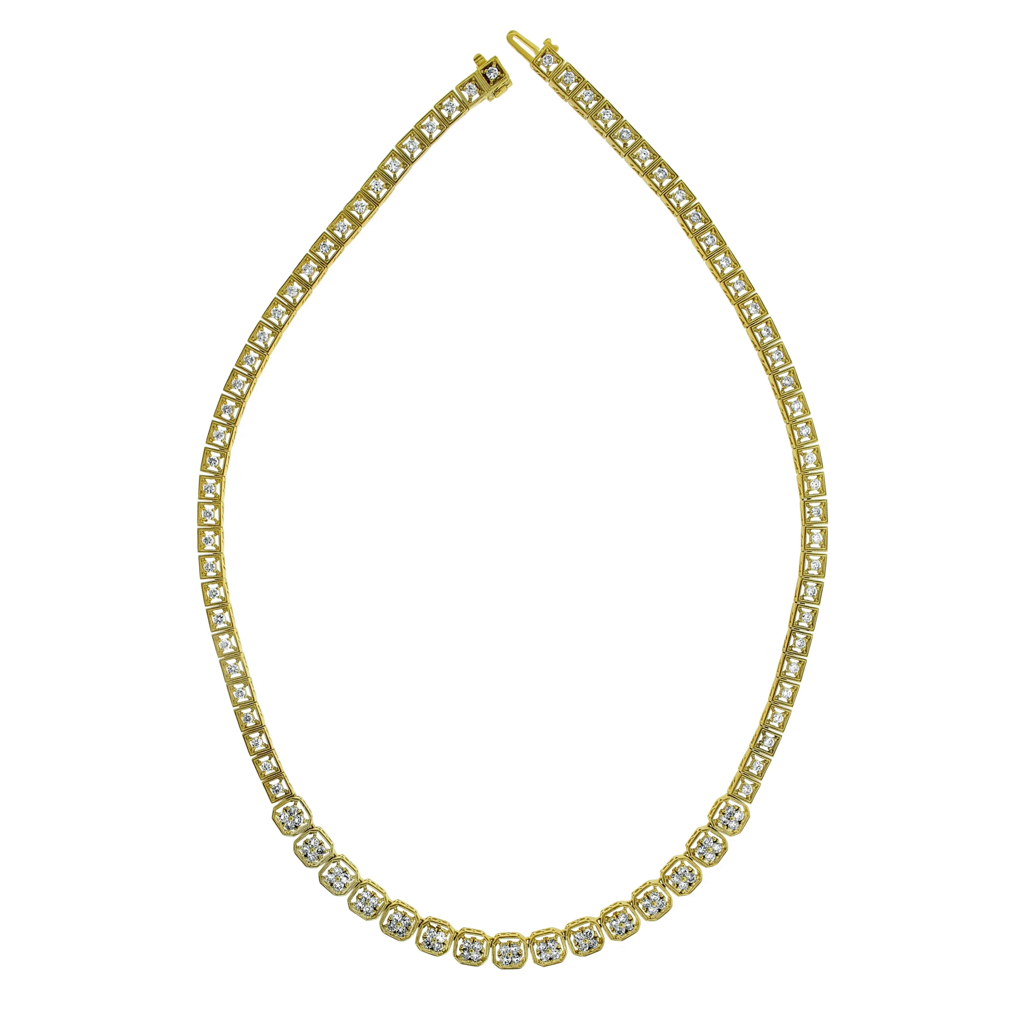 Beauvince Madeline Diamond Necklace (4.30 ct Diamonds) in Yellow Gold