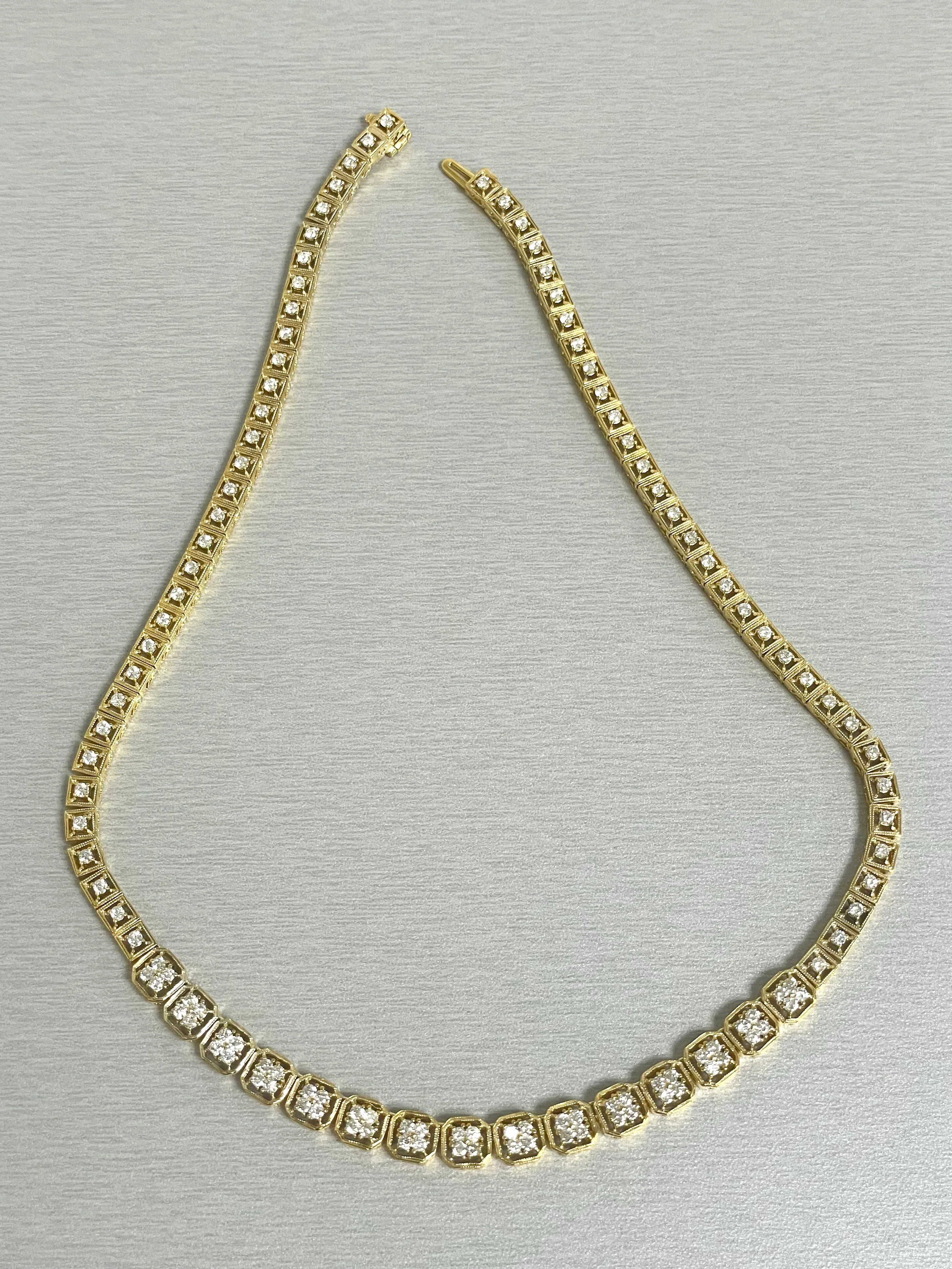 Beauvince Madeline Diamond Necklace (4.30 ct Diamonds) in Yellow Gold