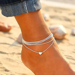 Bohemian Heart Shape Layered Anklet Bracelet