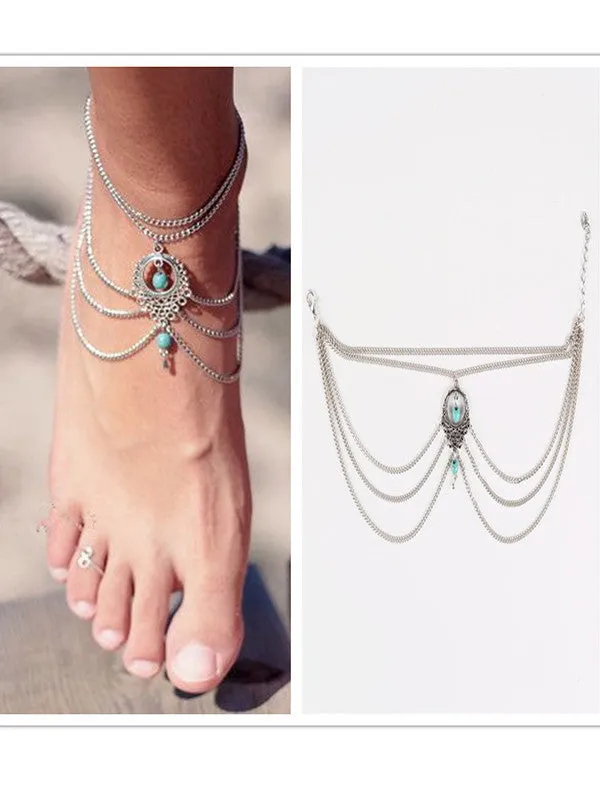 Bohemian Style Turquoise Anklets