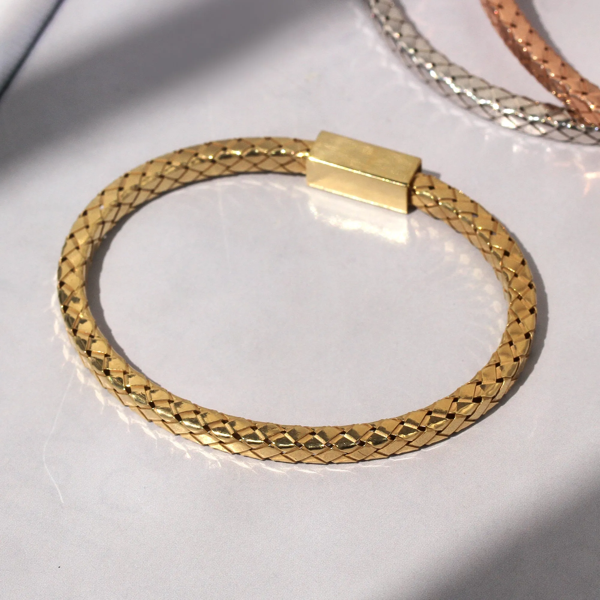 Braided Gold Bangle Bracelet