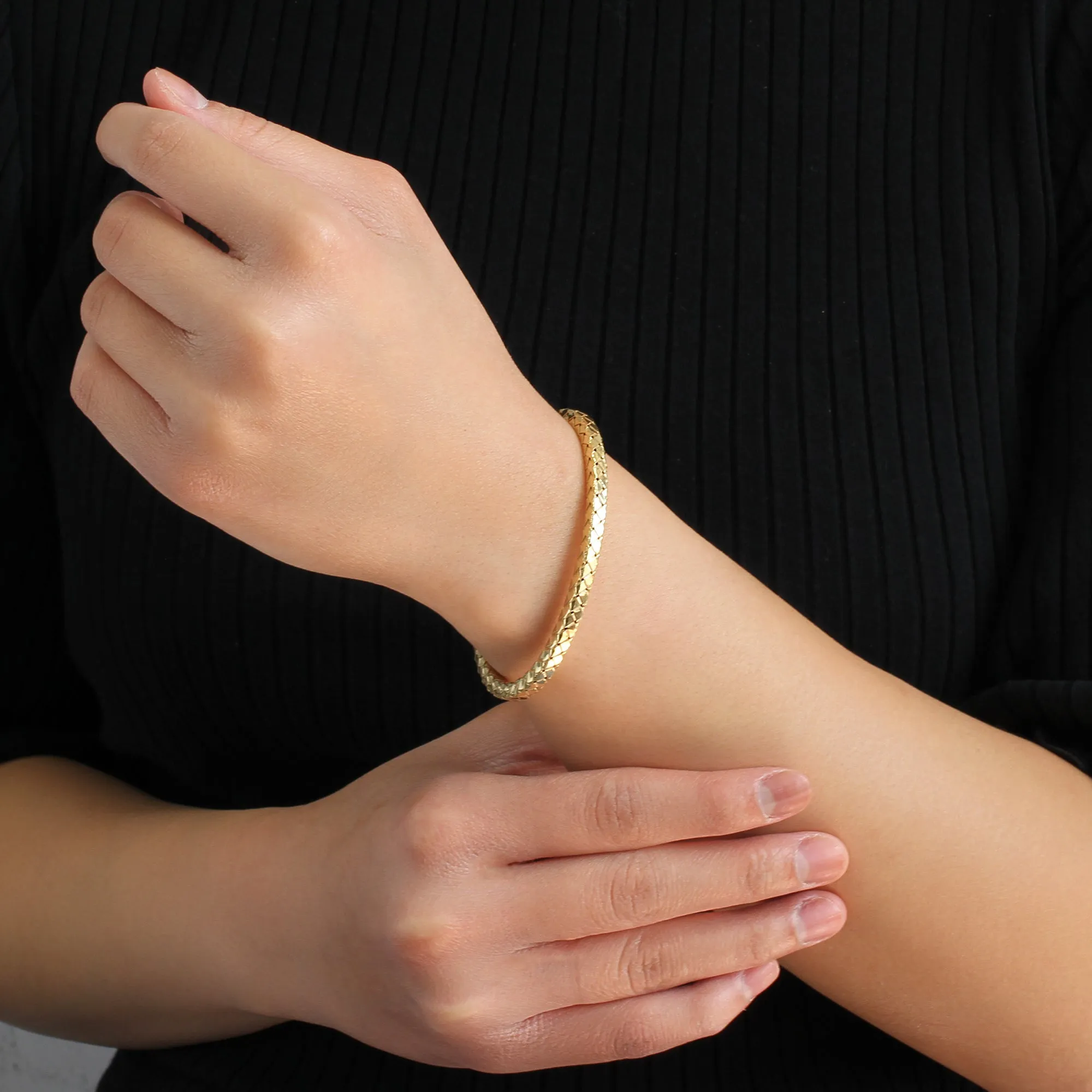 Braided Gold Bangle Bracelet