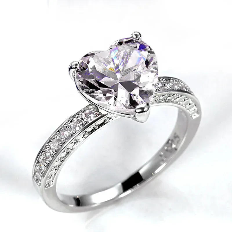 Brilliant Heart Solitaire with CZ Accents