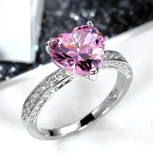 Brilliant Heart Solitaire with CZ Accents