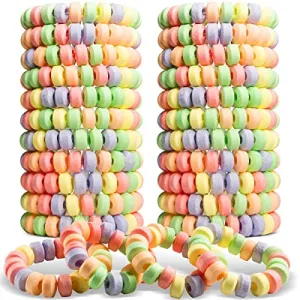 Candy Bracelets Individually Wrapped - 2.5 Inch Novelty Candy Jewelry For Kids Bracelets, Stretchable, Edible, Colorful Fruit Flavor Rainbow Candy Bulk Candy For Party Favors Supplies & Goodie Bags