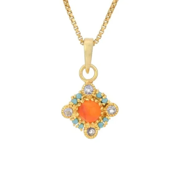 Carnelian and Tanzanite Pendant Necklace