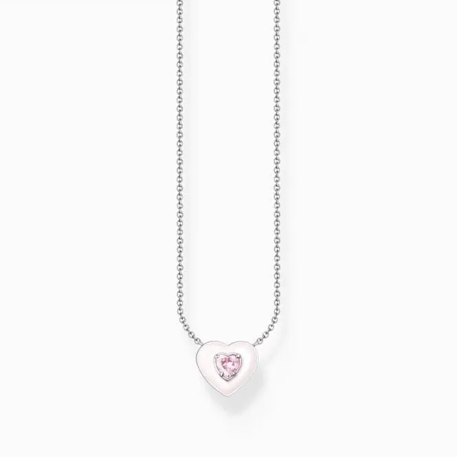 Charming Heart With Pink Stone Necklace KE2184-041-9