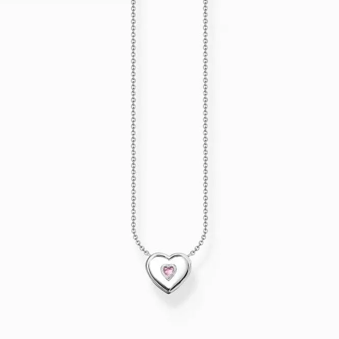 Charming Heart With Pink Stone Necklace KE2184-041-9