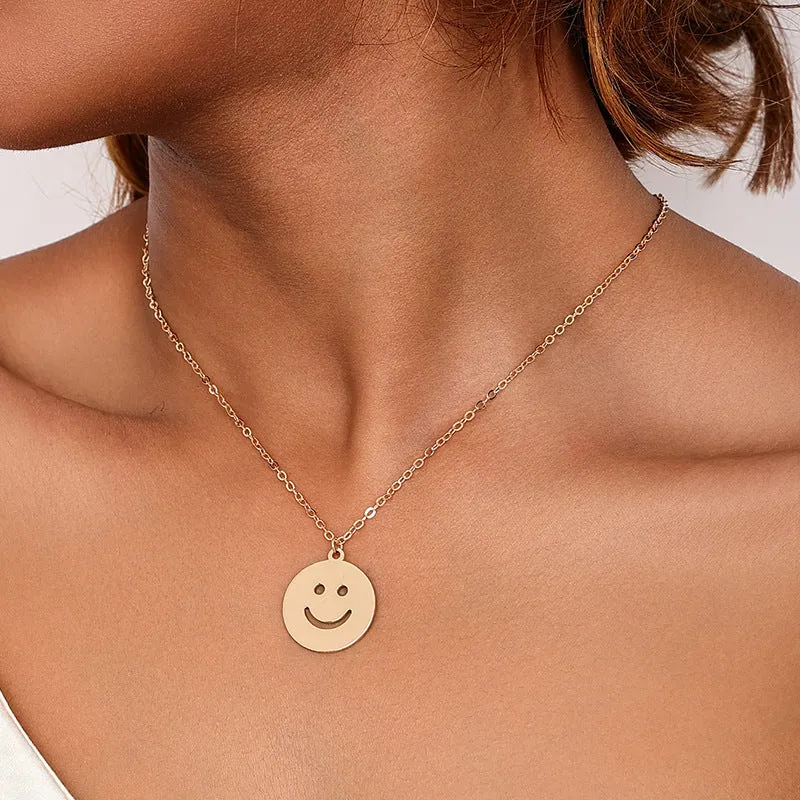 Charming Smiling Face Necklace with Hip-Hop Vibe