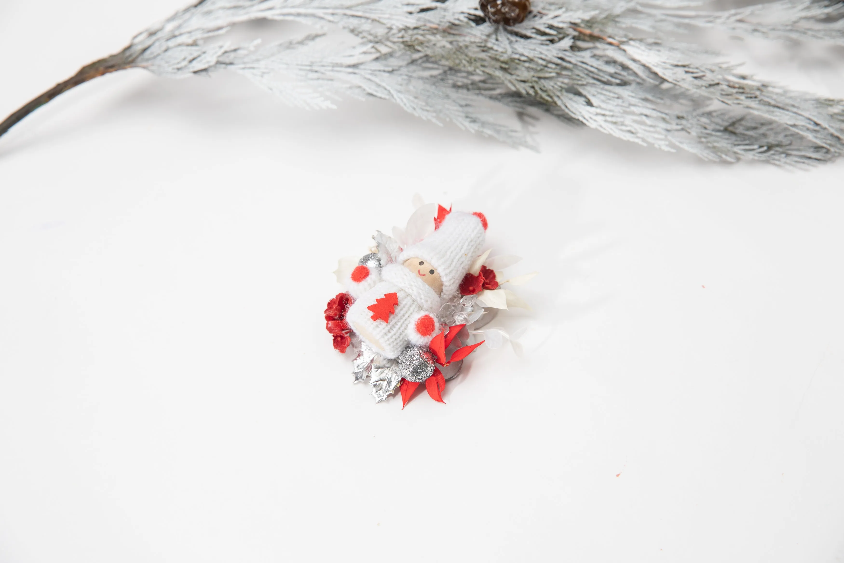 Christmas brooches Doll winter brooch Flower brooch for coat Original and unique brooch Christmas gift Santa Claus Gift for daughter Magaela