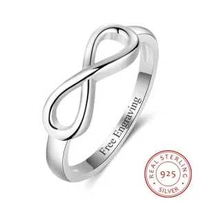 Custom Engravable Infinity Ring In Silver Color | Infinity Ring For Women | Custom Engraved Ring | Lover Couple Rings | Minimalist Real Ring